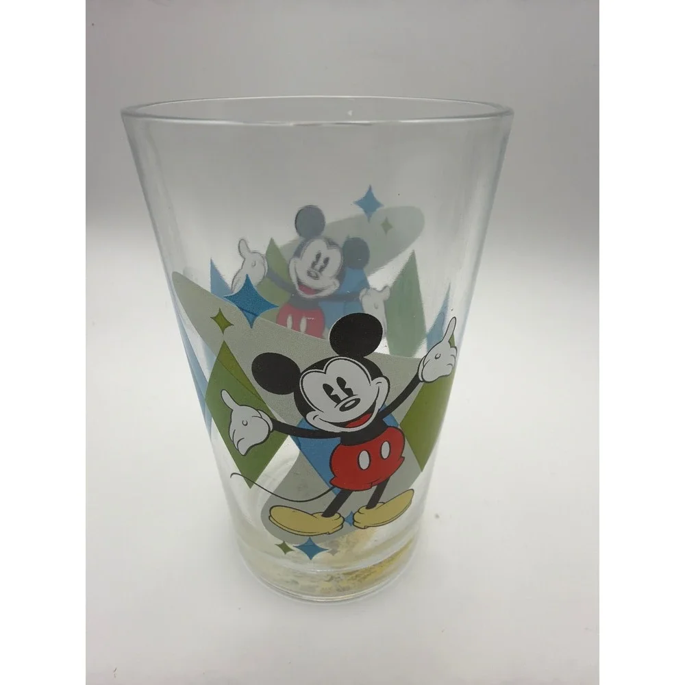 Disney Mickey Mouse Minnie Pluto Gibson Bowl and Glass Set 4 Piece Harlequin